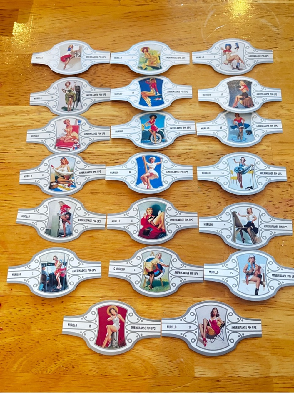 20 Vintage Pin-Up Cigar Bands Assorted Colorful Pinup Girls Murillo amerikaanse